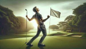 Golfer feiert Erfolg mit Quiet Eye Fokussierung